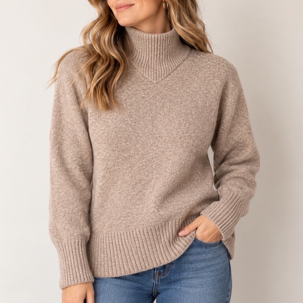 Everlane Wool Yak Blend Turtleneck Sweater Tan Beige Small Heritage Minimalist